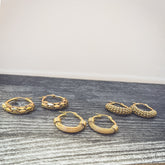 Beautiful 3 Pair Set of Gold Hoop Earrings