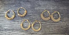 Beautiful 3 Pair Set of Gold Hoop Earrings