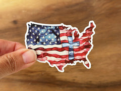 American Flag and Cross | Vinyl Stickers | Christian Sticker
