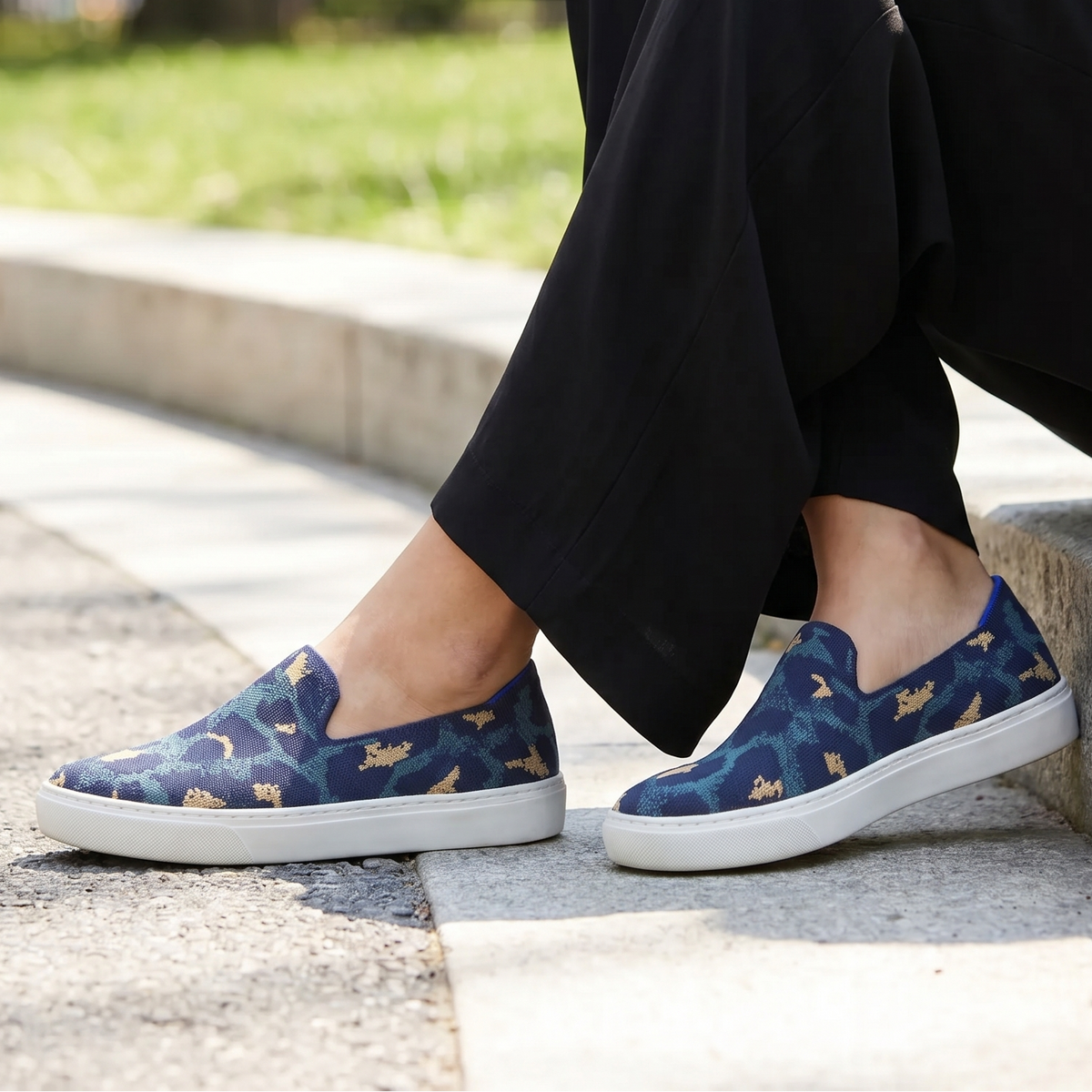 Rothy - Women - Slip On Sneaker - Animal Print - Blue